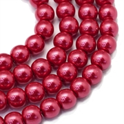 Glasperler - Voksperler. 8 mm. Murstens rød. 1 streng